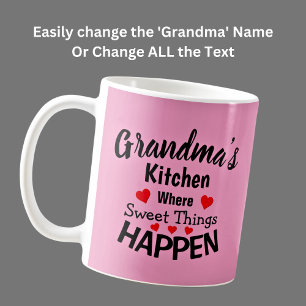 Taza De Café Añadir nombre cambiar todo el texto Abuela Cocina 