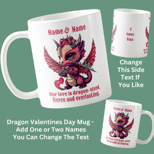 Taza De Café Añadir nombre, cita, Día de San Valentín Dragón ro