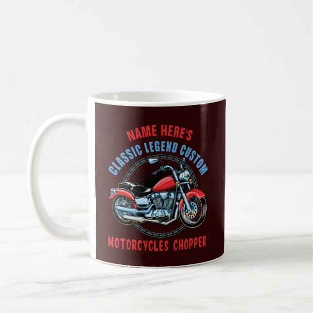 Taza De Café Añadir nombre clásico Personalizado rojo motocicle (Izquierda)