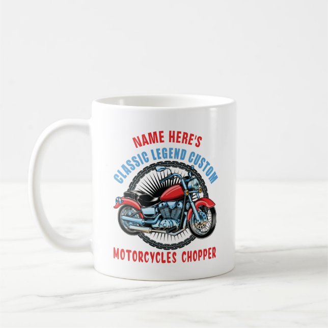 Taza De Café Añadir nombre clásico Personalizado rojo motocicle (Izquierda)