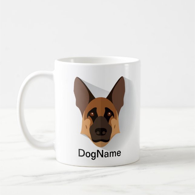 Taza De Café Añadir nombre de perro, alemán Shepherd GSD (Izquierda)