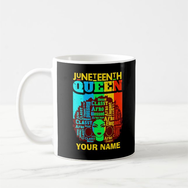 Taza De Café Añadir nombre de texto Junetdecimo Reina negra Afr (Izquierda)