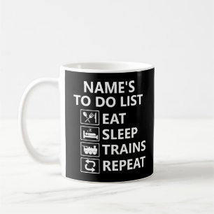 Taza De Café Añadir nombre Eat Sleep Train Repetir tirada del t