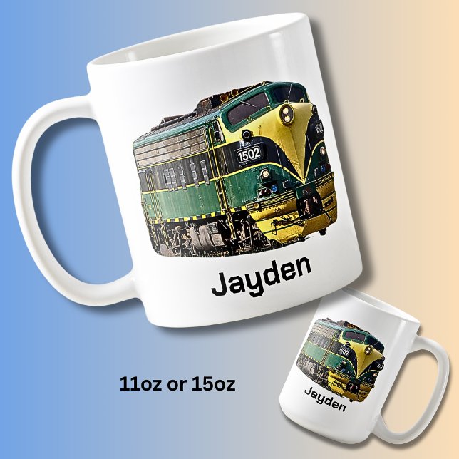 Taza De Café Añadir nombre o texto - Locomotora diesel verde am (Subido por el creador)