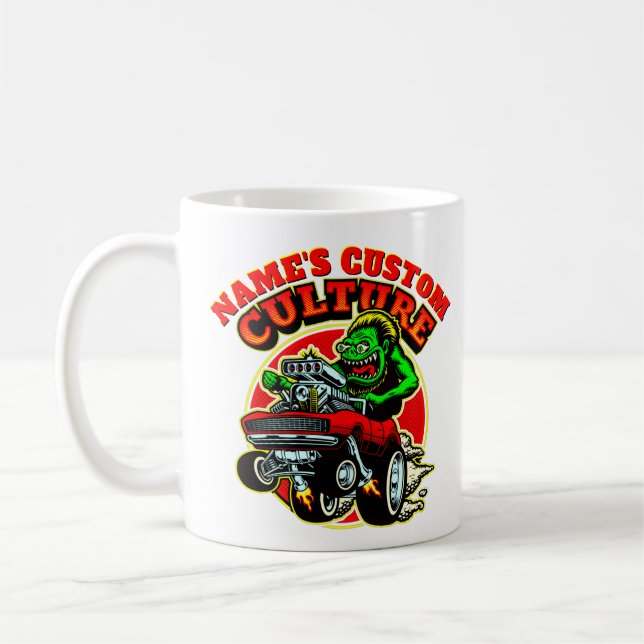 Taza De Café Añadir NOMBRE Personalizado Cultura Hot Rod Classi (Izquierda)