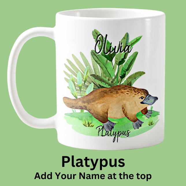Taza De Café Añadir nombre Platypus Animal Australiano (Subido por el creador)