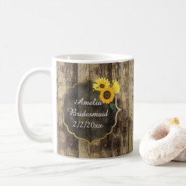Taza De Café añadir nombre Rústico Boda Bridesmaid girasol