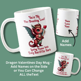 Taza De Café Añadir nombres, corazón rojo Día de San Valentín D