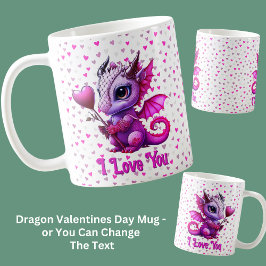 Taza De Café Añadir nombres, Día de San Valentín Dragón Corazon