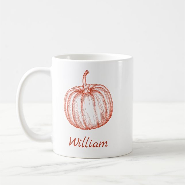 Taza De Café Añadir su nombre Calabaza de otoño de Halloween (Izquierda)