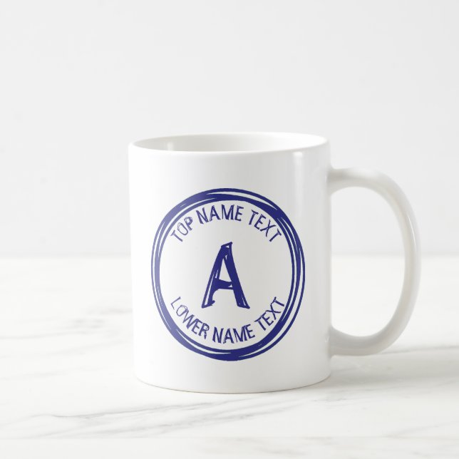 Taza De Café Añadir su nombre inicial o mano de texto dibujada  (Derecha)