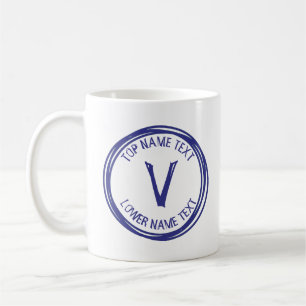 Taza De Café Añadir su nombre inicial o mano de texto dibujada 