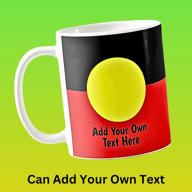 Taza De Café Añadir su propio TEXTO Bandera aborigen australian (Subido por el creador)