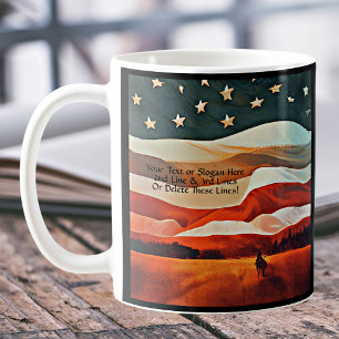 Taza De Café Añadir texto - Vaquero montando en la puesta de so