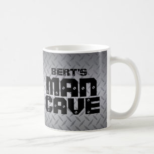 Taza De Café Añadir tu nombre Man Cave Diamondplate Mug