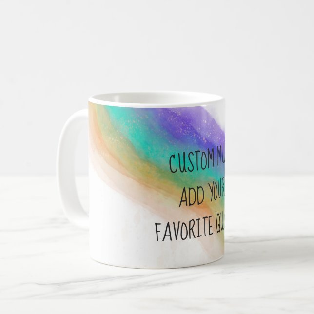 Taza De Café añadir tu propia cita personalizado acuarela arte (Anverso izquierdo)