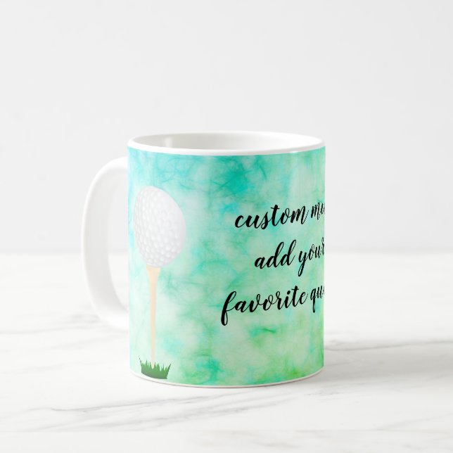 Taza De Café añadir tu propia cita personalizado mug golf balll (Anverso izquierdo)