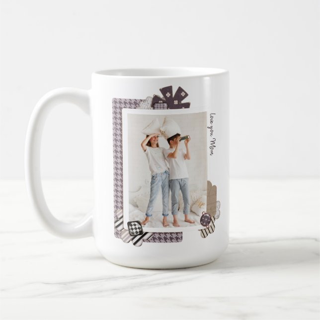 Taza De Café Añadir tu propia foto moderna de nombre personaliz (Izquierda)