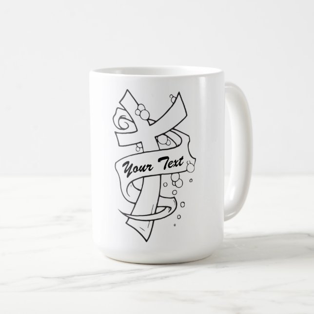 Taza De Café Añadir tu texto - Mezcla combinada (Anverso derecho)