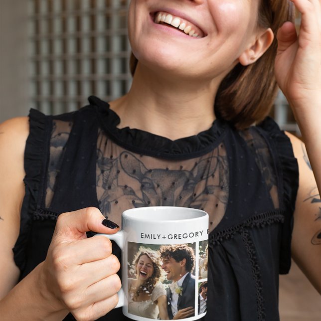 Taza De Café Añadir tus fotos Boda personalizado texto (Subido por el creador)