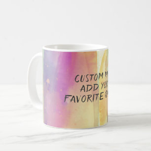 Taza De Café añadir una cita coloridas rayas de acuarela abstra