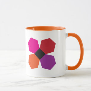 Taza de café anaranjada del bloque de la flor del