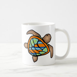 Taza De Café Anaranjado/verde/taza azul de la tortuga