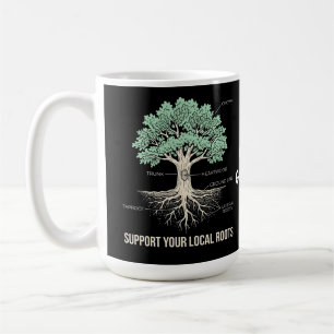 Taza De Café Anatomía Botánica del Árbol Apoya tus Raíces Local