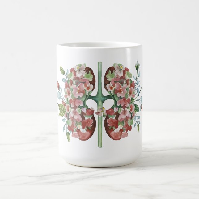 Taza De Café Anatomía floral ilustracion Riñón (Centro)