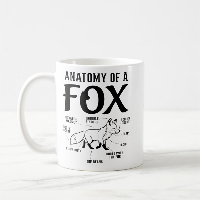 Taza De Café Anatomy of a Fox Funny Educational Diagram (Izquierda)