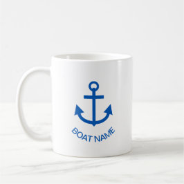 Taza De Café Anchor Blue Personalizado Tu Nombre De Barco