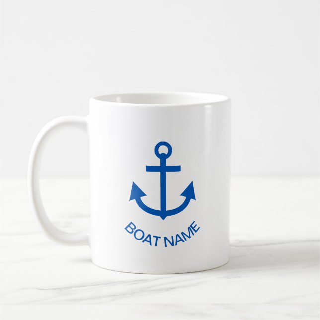 Taza De Café Anchor Blue Personalizado Tu Nombre De Barco (Izquierda)