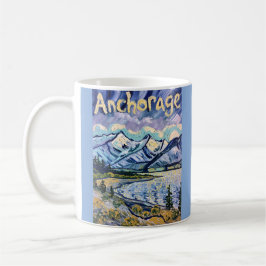 Taza De Café Anchorage Alaska Landscape Van Gogh Vintage Travel