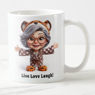 Taza De Café Anciano alegre con atuendo acogedor
