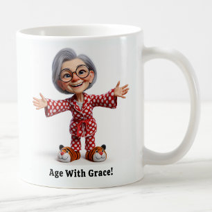 Taza De Café Anciano alegre con atuendo acogedor