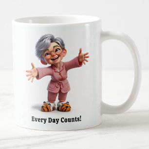 Taza De Café Anciano alegre con atuendo acogedor