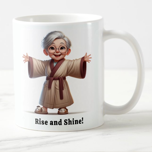 Taza De Café Anciano alegre con una bata acogedora (Subido por el creador)