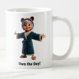 Taza De Café Anciano Alegre con una Bata Acogedora