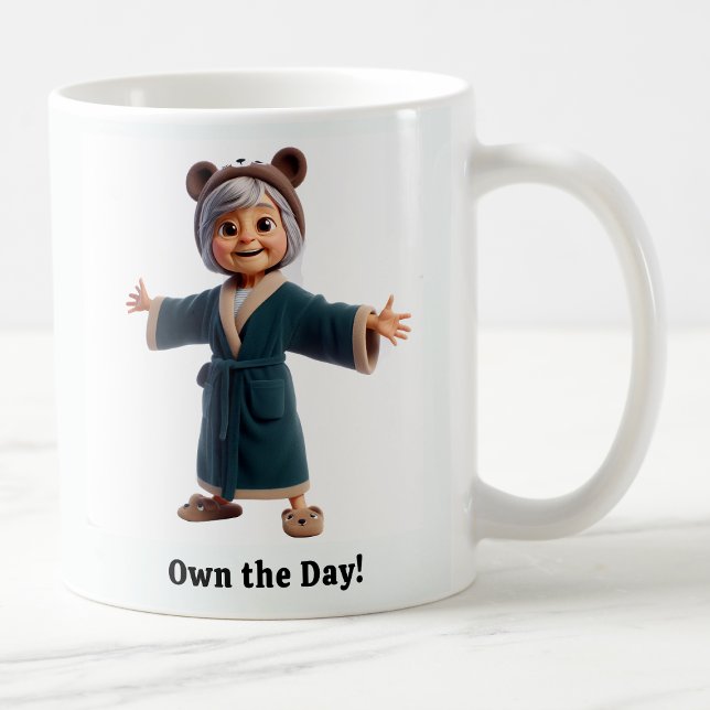 Taza De Café Anciano Alegre con una Bata Acogedora (Subido por el creador)