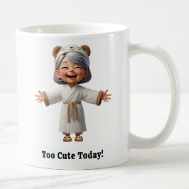 Taza De Café Anciano Alegre en una Bata Acogedora