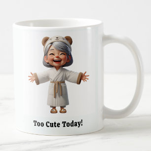 Taza De Café Anciano Alegre en una Bata Acogedora