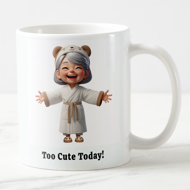 Taza De Café Anciano Alegre en una Bata Acogedora (Subido por el creador)