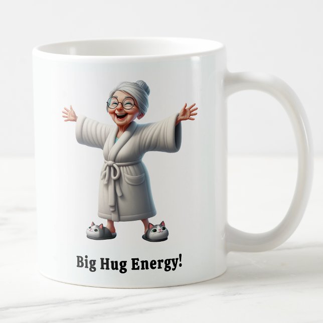 Taza De Café Anciano Alegre en una Bata Acogedora (Subido por el creador)