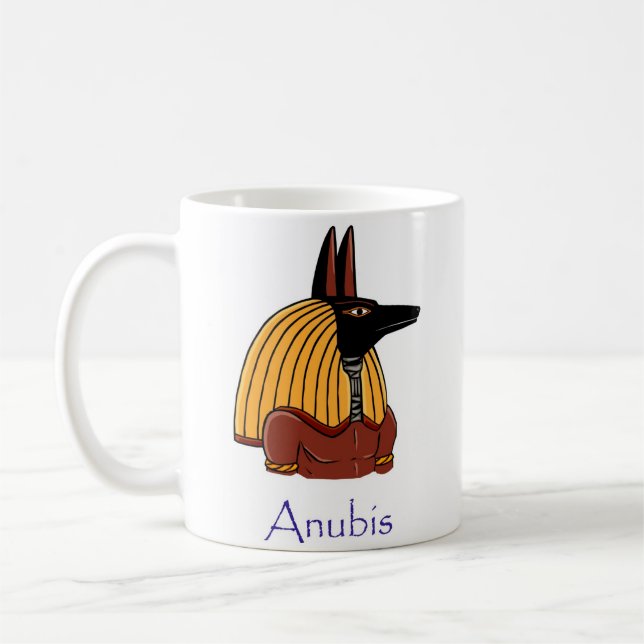 Taza De Café Anciano Egipcio God Anubis (Nombrado) (Izquierda)