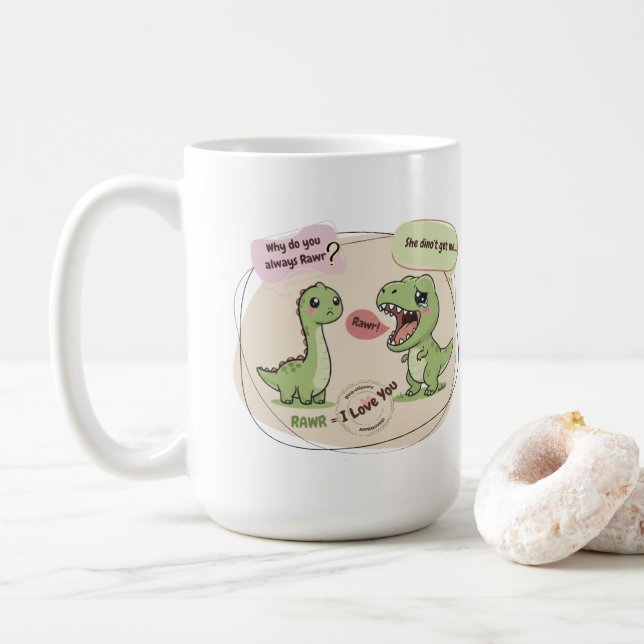Taza De Café Ancient love language. 🦖☕✨ (Con donut)