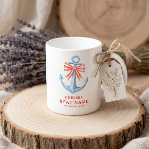 Taza De Café Ancla de acuarela náutica personalizada