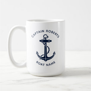 Taza De Café Ancla de barco azul marino náutico capitán persona