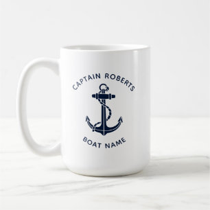 Taza De Café Ancla de barco náutico Capitán y tripulación perso