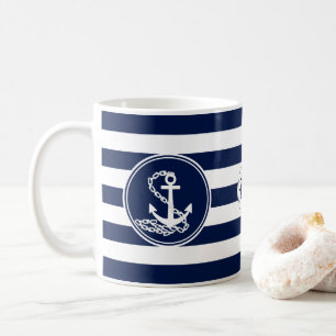 Taza De Café Ancla, Rueda del buque azul y franja blanca