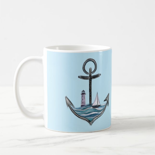Taza De Café Ancla y faro (versión 1) (Izquierda)